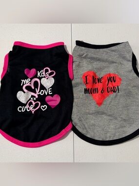 2 pc Dog Tank Pet Graphic T-Shirts Sz S